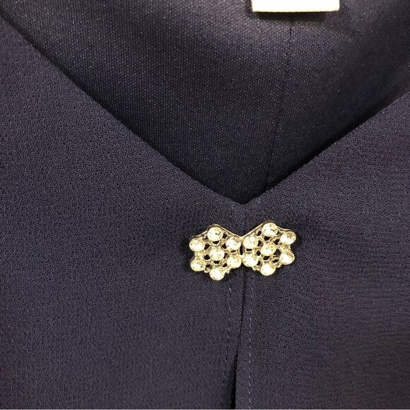 Coldwater Creek Navy Blue Flowy V Neck Mini Dress women's size 14 - Picture 3 of 8